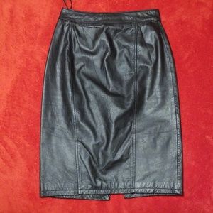 Pelle Cuir 100% Leather Vintage High Waist Skirt